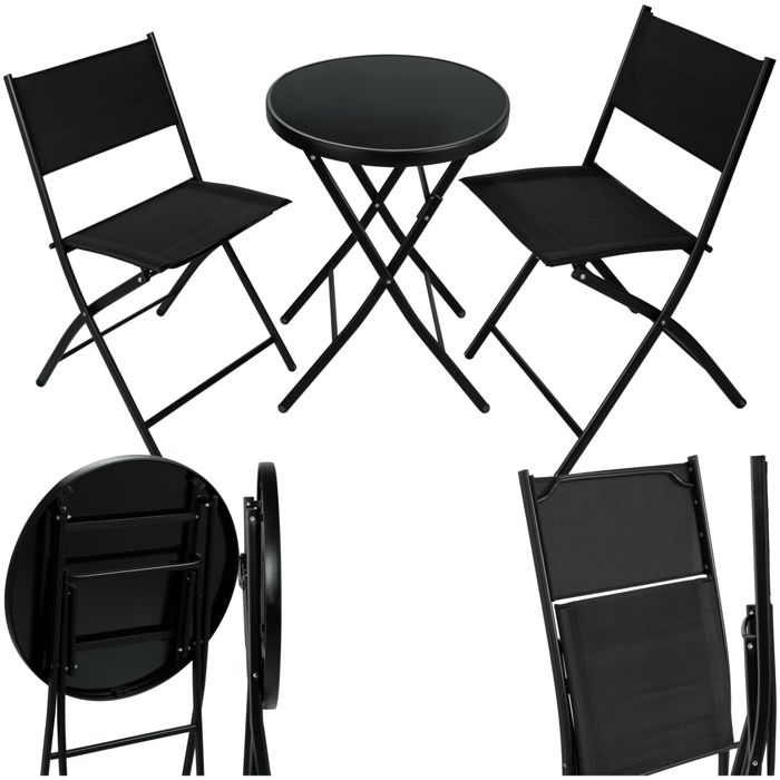Tectake ensemble table et chaises de jardin dusseldorf - noir 402936
