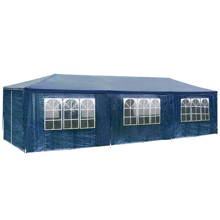 TECTAKE Barnum Elasa 9x3m avec 8 éléments latéraux - bleu