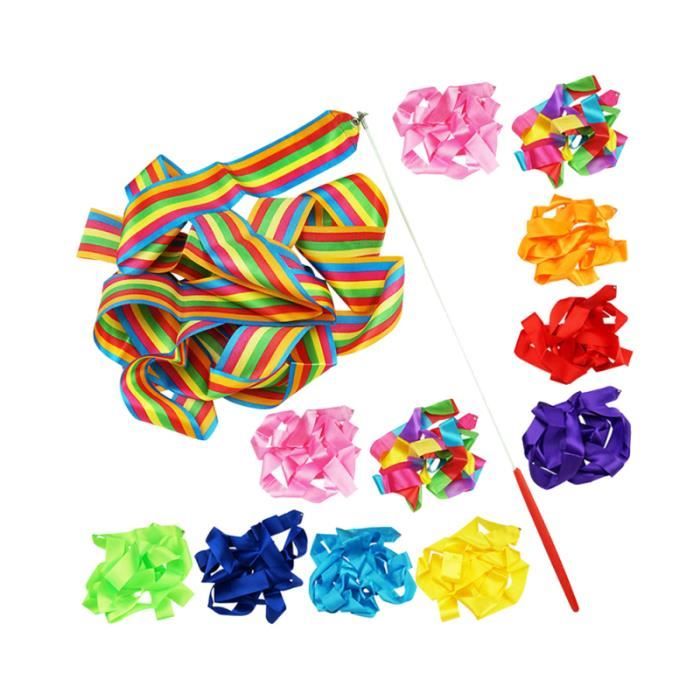 Lot De 10 Rubans De Danse 2m - Gymnastique Rythmique, Bâton Tournoyant Et Spectacles