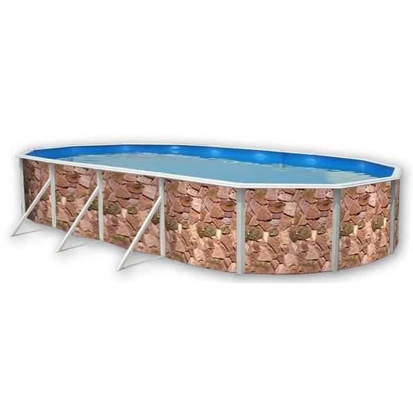TOI ROCALLA Piscine hors sol ovale en acier 915 x 457 x 120 cm (Kit complet piscine Filtre Skimmer et &eacute;chelle) 