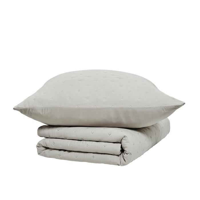 Boutis et ses housses coussins Boston blanc cassé Antilo