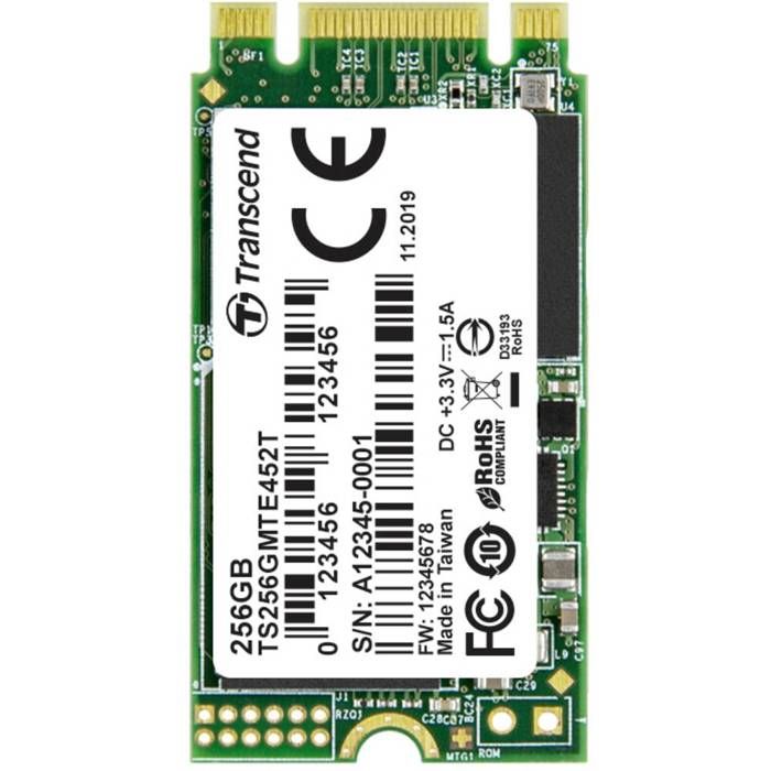 Transcend MTE452T SSD interne NVMe PCIe .2 2242 .2 NVMe PCIe 3.0 x2 industriel TS256GMTE452T - vue 3