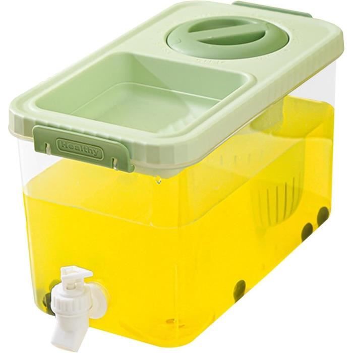 Distributeur De Boissons Avec Robinet Pour Frigo – Capacité 3/5/10L – Indicateur Date De Fraîcheur – Pour Jus, Eau, Thé Glacé – Matière PP Alimentaire