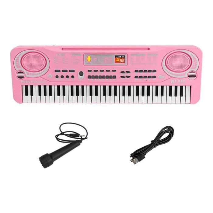 61 touches électroniques clavier musical piano numérique avec microphone, d'apprentissage portable mini clavier électrique piano