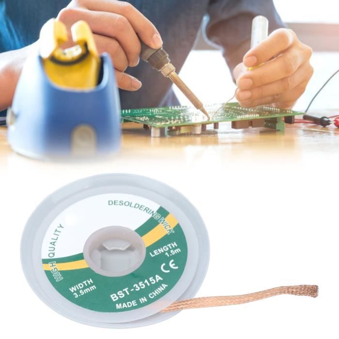 Sporgo Mèche à Dessouder 2,5mm X 1,5m - Lot De 4 Bobines De Tresse En Cuivre Pur Pour Soudure Et Réparation Électronique