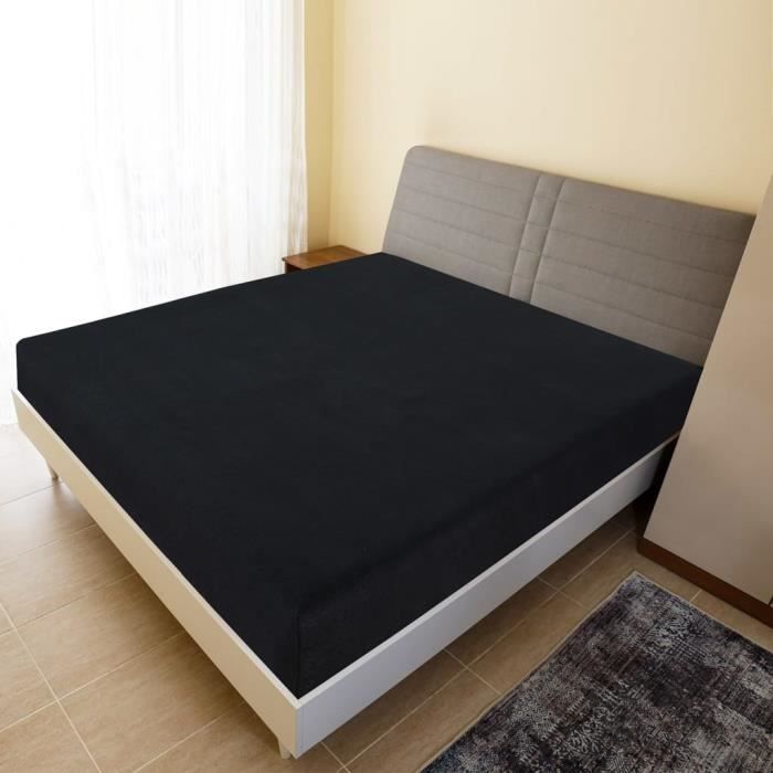 136214  vidaXL Drap-housse Jersey Noir 140x200 cm Coton