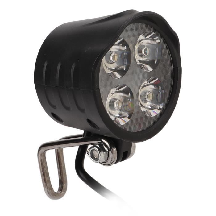 Lumières de vélo, lumière de vélo Nouveau vélo électrique Phare LED 12W 12V-80V étanche E vélo Lampe de Poche Avant 4 lumières avec klaxon pour Ebike