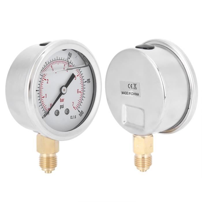 Manomètre Radial TS-PGG604 1bar - Laiton/Acier Inoxydable Rempli D'Huile | 1/4 BSP