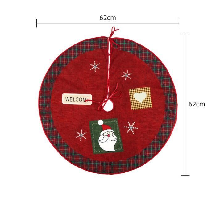 Jupe De Sapin De Noël Rouge - Couvre-pied Décoratif 90cm Pour Protéger Le Sol Des Aiguilles Et De La Sève