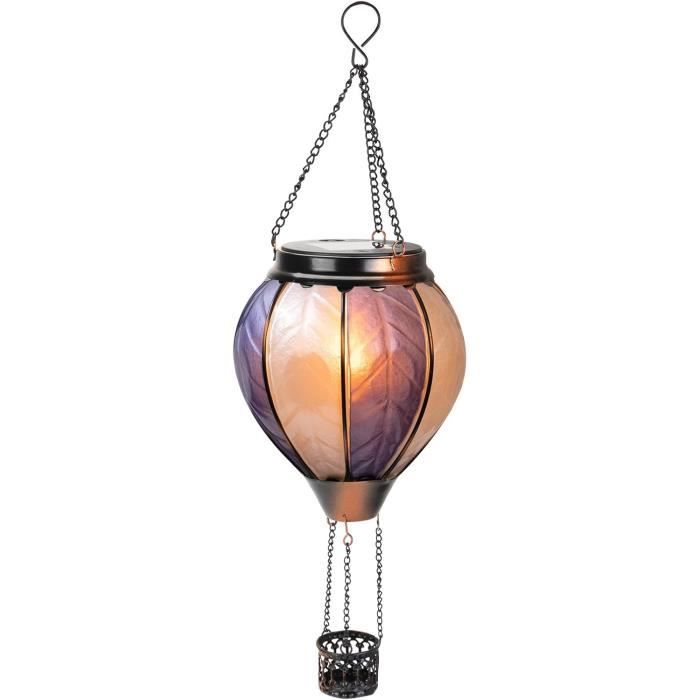 Lanterne Solaire Montgolfière - Décoration De Jardin Imperméable Avec Flamme Vacillante - Pour Terrasse, Mariage, Halloween, Noël