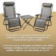 Lot de 2 chaises longues + table pliable - Marque - Modèle - Acier léger - Textilène résistant - Gris-1