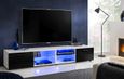 2x Meuble TV T32-100 - LED bleues - Noir Brillant & Blanc - Façades en Brillant - L200cm x H34.5cm x P45cm-1