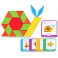 Puzzle en Bois - MINGMEI - 155 Pièces - Formes Géométriques et Cartes de Conception-1