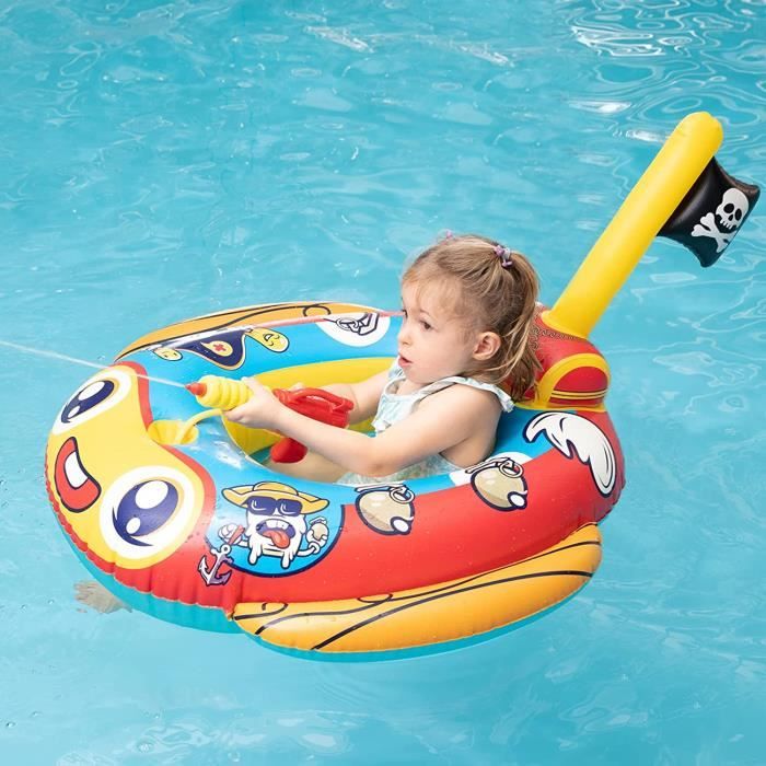Chitomars – Bateau Pirate Gonflable Pour Piscine Enfant Avec Pistolet à Eau, Siège Intégré, De 3 à 10 Ans