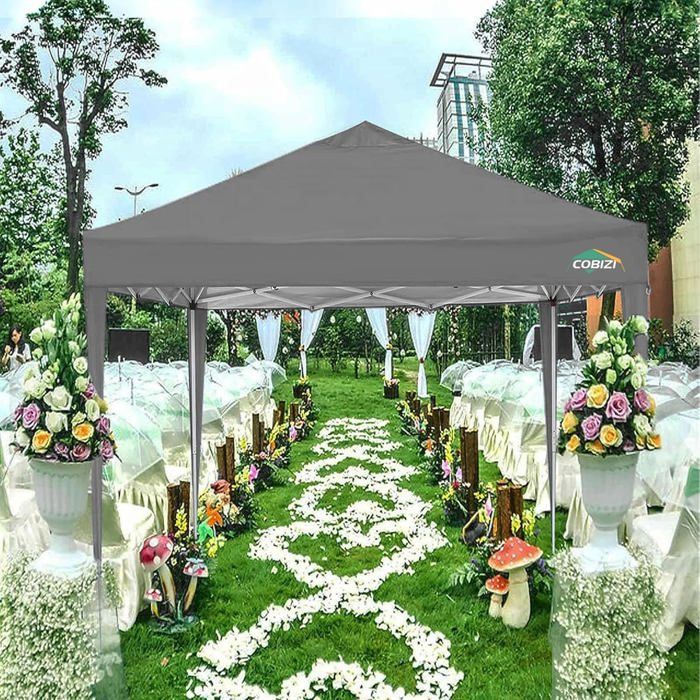 Tonnelle De Jardin Pliable 3x3 M - Structure Solide, Toile Épaisse Et Imperméable - 520D (320g