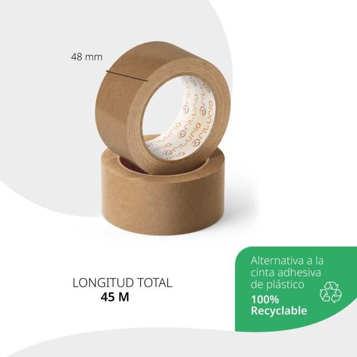 Naisicatar Ruban En Papier Gommé Kraft 48 Mm X 50 M, Ruban De Colis En Papier Auto-adhésif Portable, Ruban De Papier Activé Et écrivain Pour Artisanat, Cadres, Masquage, Décoration Et Ou Emballage