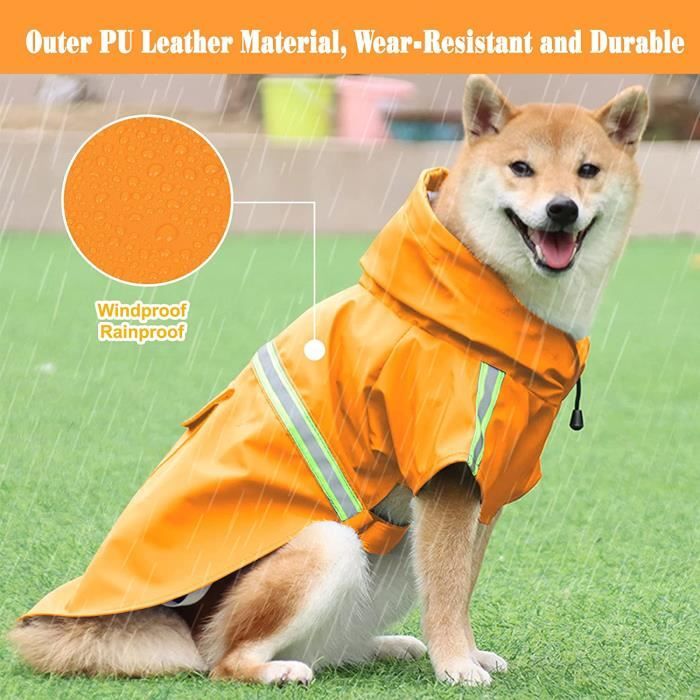 1 pièce Manteau de pluie pour chien avec capuche, veste imperméable avec  bande réfléchissante, manteau imperméable à capuche pour chiens de petite,  moyenne et grande taille (XL, Vert)