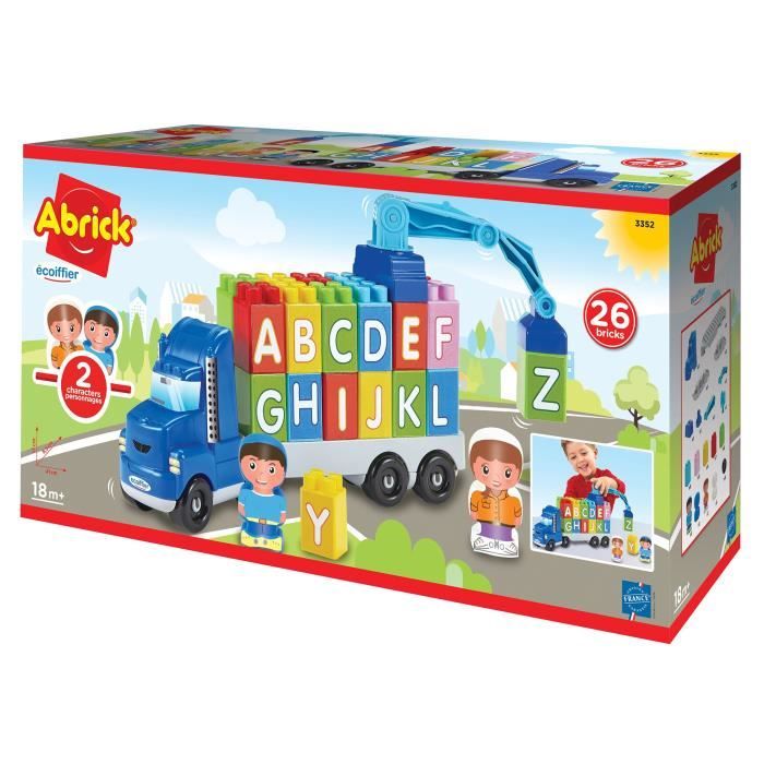 Ecoiffier – Camion Poubelle Abrick Avec 2 Poubelles, 3 Briques Et Personnage – Dès 18 Mois – Fabriqué En France