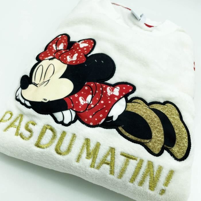 Minnie Mouse - Ensemble Pyjama Femme Polaire 'Pas du Matin' - FM/2/PYJ/ MINNIE/VH3555/BLANC/01 Blanc - Cdiscount Prêt-à-Porter