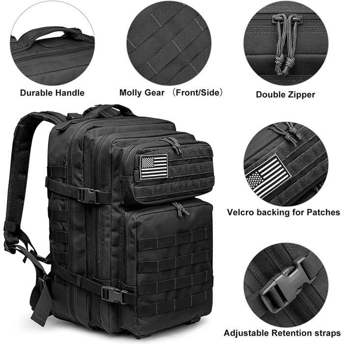 Sac à Dos Tactique Multifonction Extérieur - Système MOLLE - Modulaire Avec Sac Poitrine - Neuf