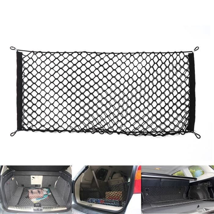 Filet De Rangement Coffre Voiture 80x100cm Extensible - 4 Crochets Pour SUV, Camion, Camping-car
