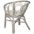 Chaise de salle à manger avec coussin-Chaises de cuisine - 72 x 68 x 76 cm - gris - Rotin naturel et lin CEN-7016694041352-2