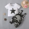 Gris - 0-4 Ans 2 PCS Ensemble de Vêtements de Camouflage pour Bébé: T-shirt à Motif d'Étoiles + Salopette-2