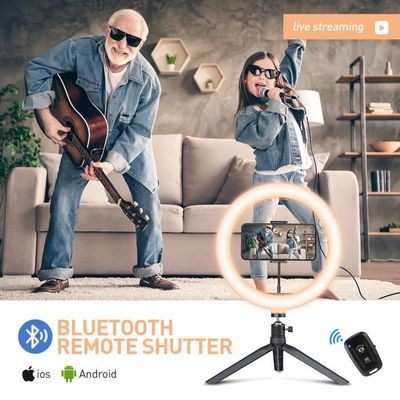 Relaxdays Anneau Lumineux Pour Téléphone Portable, Intensité Variable