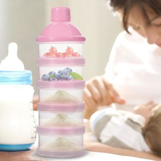 Distributeur De Lait En Poudre 5 Compartiments - Doseur Portable Et Empilable - Pour Garderie, Voyages, Collations Bébé