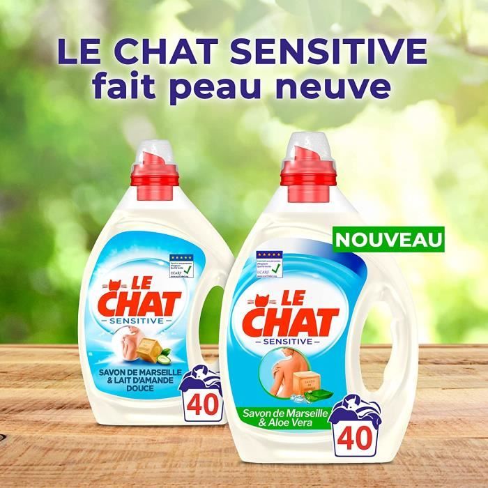 Le Chat, lessive liquide savon de Marseille et Aloe Vera, 44 lavages