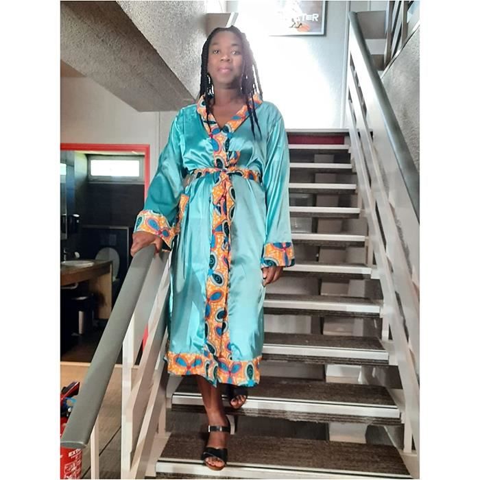 Tenue Femme Wax Robe de Chambre a Manches Longues imprime Africain Taille Unique Peignoir Chic et decontracte 32 Cdiscount Maison