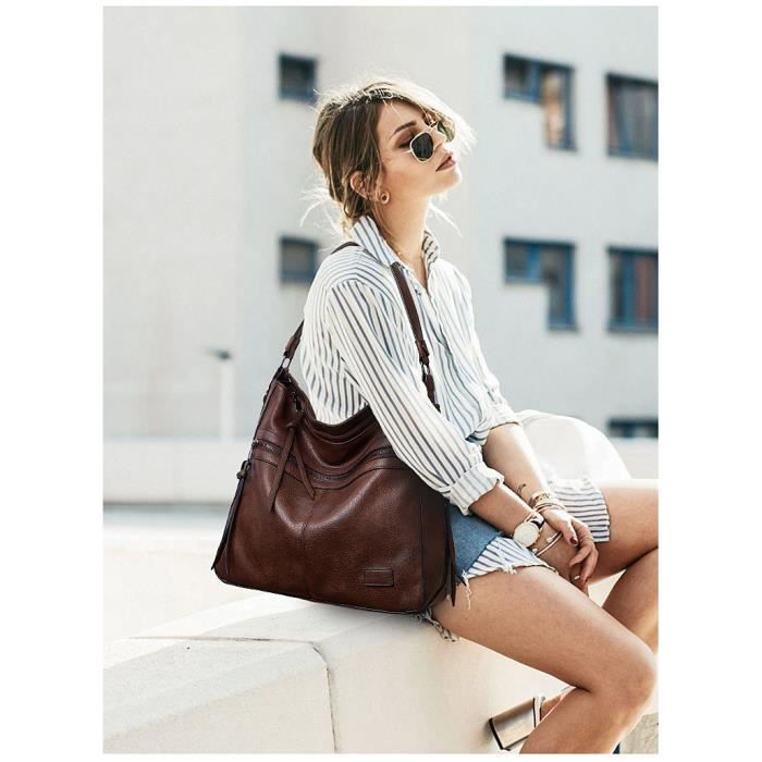 Sac à main Femme /Sac bandoulière Femme très Tendance Chic en Cuir  Synthétique - Noir - Achat / Vente Sac à bandoulière Femme Sac - Cdiscount