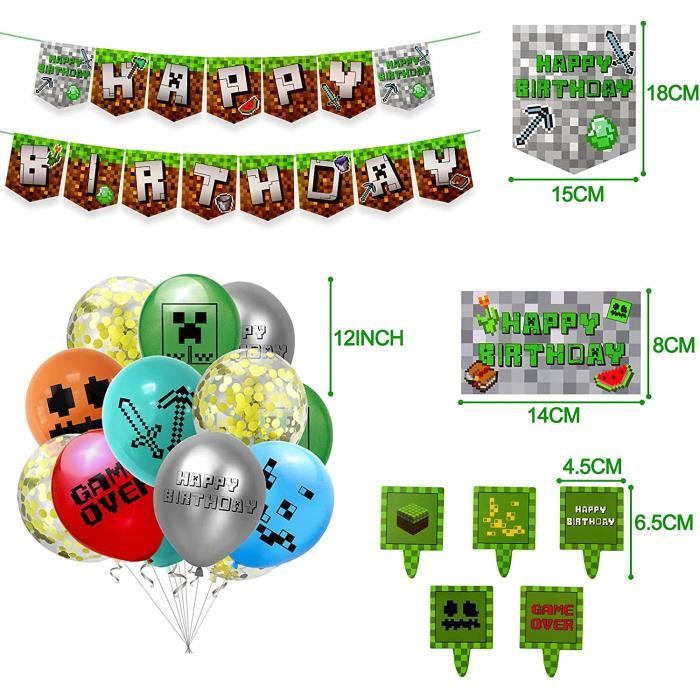 PushingBest Décoration d'anniversaire, décoration de fête d'anniversaire  Minecraft - Ballons - Décoration d'anniversaire - Déco[115] - Cdiscount  Maison