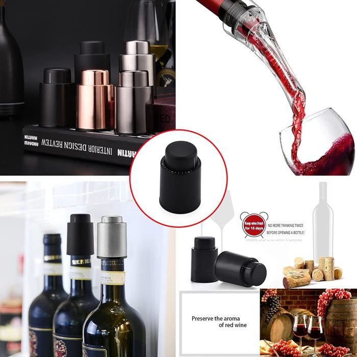 Pompe à vin vide-air pour vos bouteilles de vin avec 2 bouchons