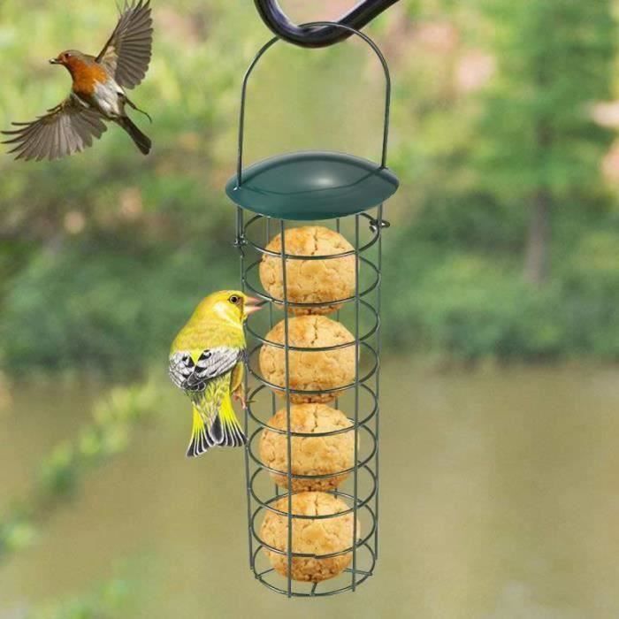 Mangeoire pour oiseaux en fer avec support de boule de graisse