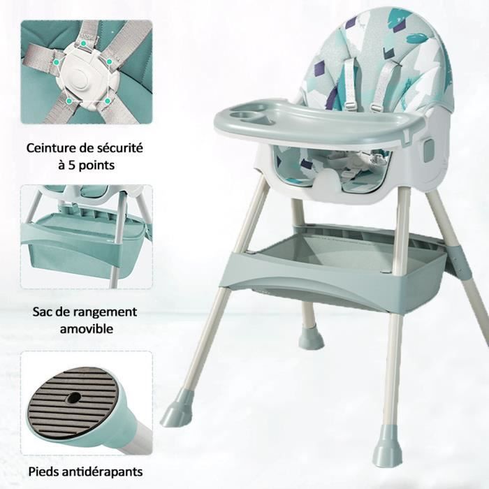 COOSEYA Chaise Haute Bébé Evolutive, Chaise Haute 6 En 1 Avec Coussin