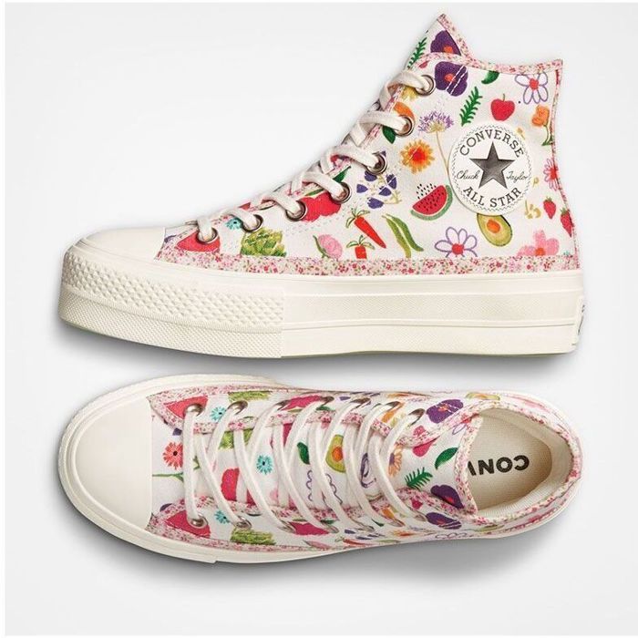 Baskets Converse Chuck Taylor All Star Lift Platform Fruits and Florals Blanc Femme Blanc Cdiscount Chaussures