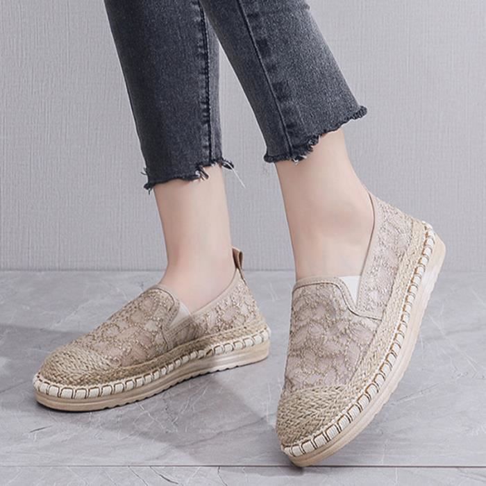 Espadrille Femme en Toile Aeration Broderie Bicolore