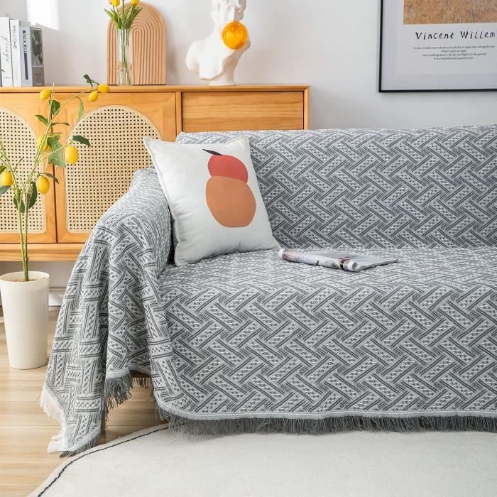 Wotcsil Plaid Canapé En Coton Vert Orange Floral Couverture Jeté Canapé Boho Réversible Couvre