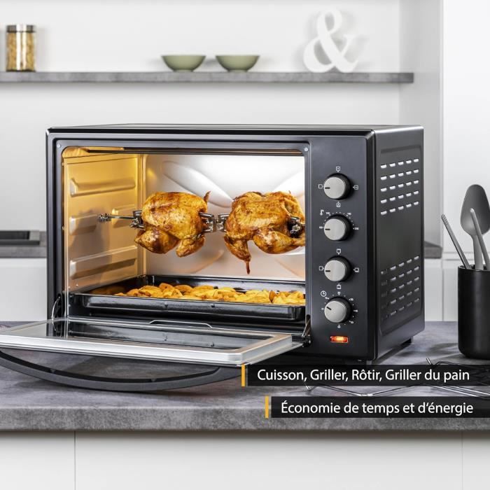 Mini Four Électrique TZS First Austria 30L 3200W - Four Posable Chaleur Tournante Avec Minuteur, Grille Et Plaque