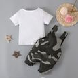 Gris - 0-4 Ans 2 PCS Ensemble de Vêtements de Camouflage pour Bébé: T-shirt à Motif d'Étoiles + Salopette-3