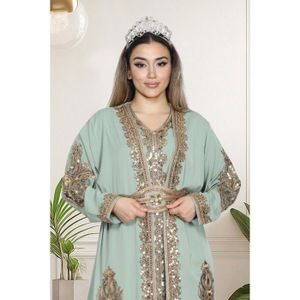 Robe De Plage Turque Grande Taille Caftan Col V Imprimé Pour Femme