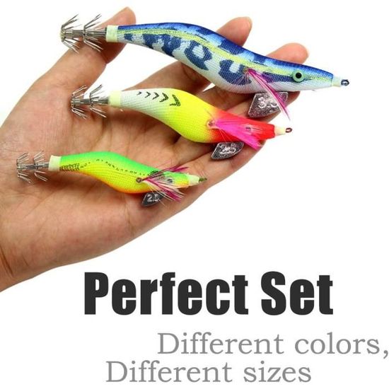 Leurres de pêche - Mxzzand - Kit de 10 gabarits de calamars - Hameçons Leurres de pêche - Mxzzand - Kit de 10 gabarits de calamars - Hameçons