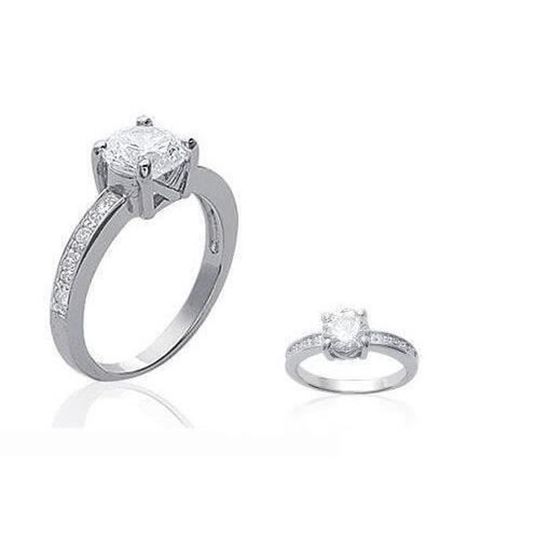 Bague En Argent Massif Et Dorée Avec Zirconiums - Taille 59/60 - Occasion, Usure Normale