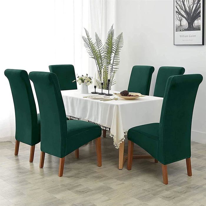 Highdi - Housse de Chaise Scandinaves Lot de 4, Extensible Vert Couverture de Salle à Manger, Velours Universelle pour Décoration Salon Cuisine