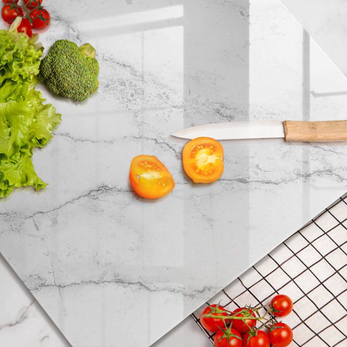 Planche De Cuisine En Verre Trempé Tulup, Motif Pivoines Roses, 60x52 Cm, Moderne