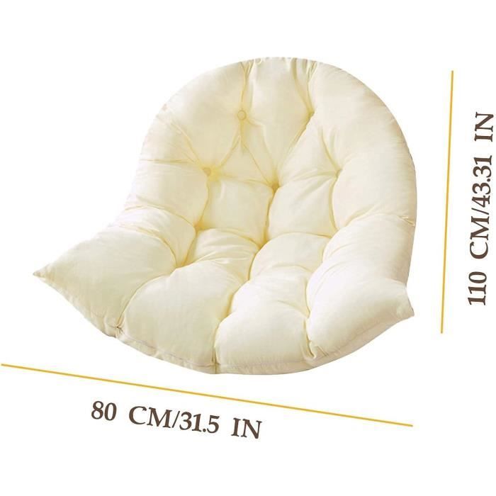 Coussin Pour Fauteuil Suspendu Bielik - Coussin Jardin Balançoire Panier Suspendu Feuilles Vertes Beige