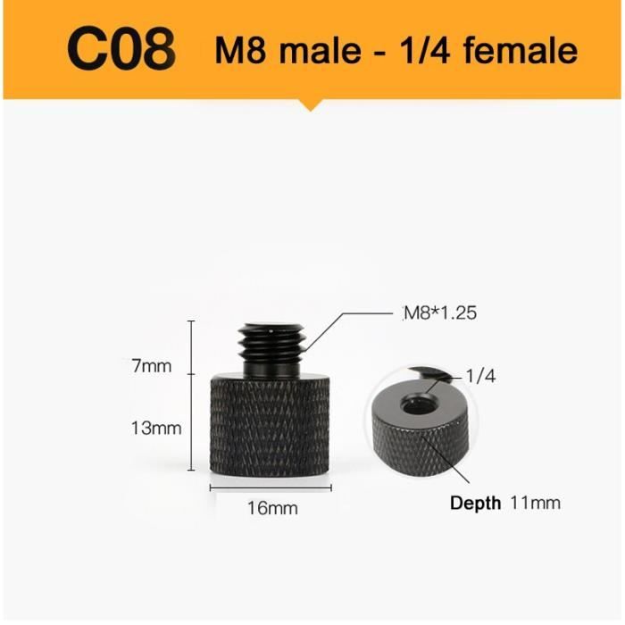 4 Pièces Pour Adaptateur Mâle 3/8" Vers M6 Mâle Monopode Trépied Et