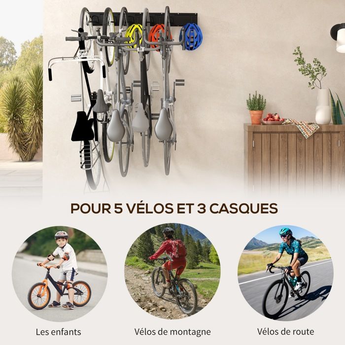 Support mural rotatif 180° casque moto/vélo avec crochets, rangement pratique et design - Décoration