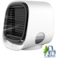 Climatiseur portable brumisateur - Réservoir d'eau 300 ml Veilleuse LED et 3 vitesses - Bureau et chambre - Blanc